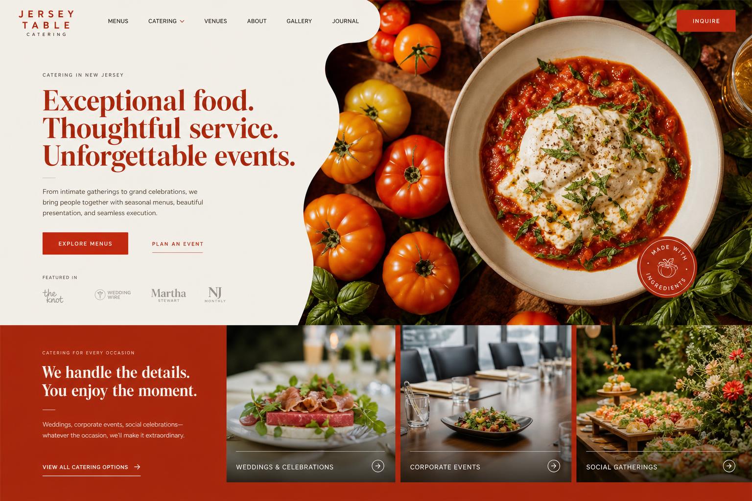Jersey Table website design